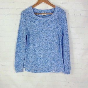 Old Navy Pullover Knit Sweater Blue White Long Sleeve Women's Medium